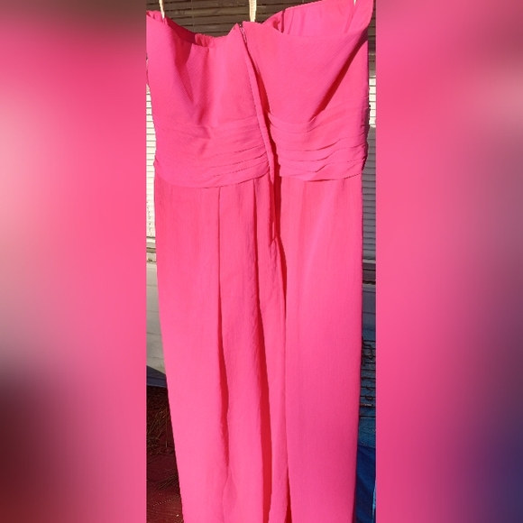 Size 18 Davids Bridal Long Strapless Crink C Color Begoni Dim W10 31014188 - Picture 5 of 9